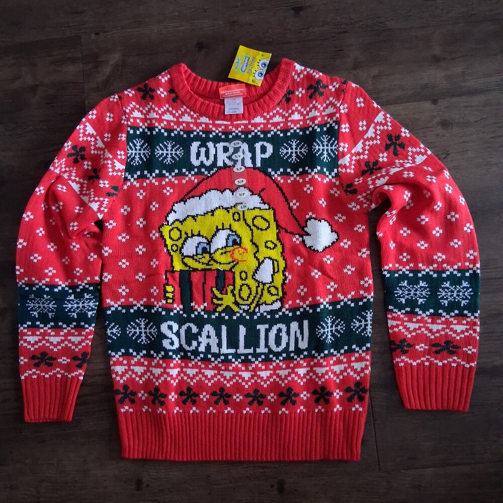 Spongebob Squarepants Knit Ugly Christmas Holiday Sweater